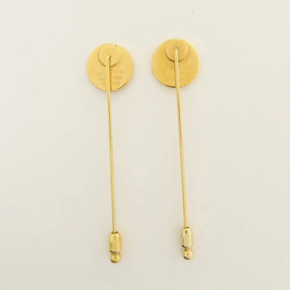 7072 - Hermes Set Of 2 Sellier Metal Pin Brooch Gold